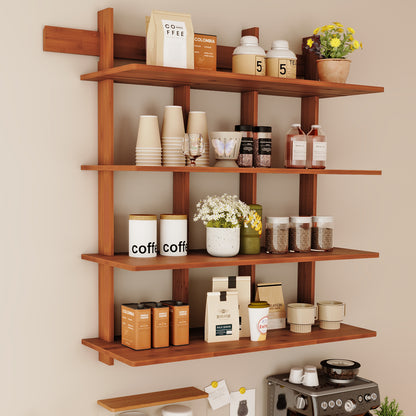 4-Tier Wall Mounted Bamboo Bookshelf