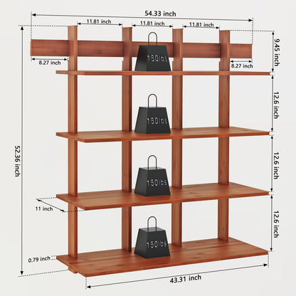 4-Tier Wall Mounted Bamboo Bookshelf