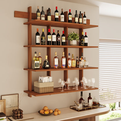 4-Tier Wall Mounted Bamboo Bookshelf