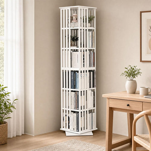 6-Tier Bamboo Rotating Bookshelf