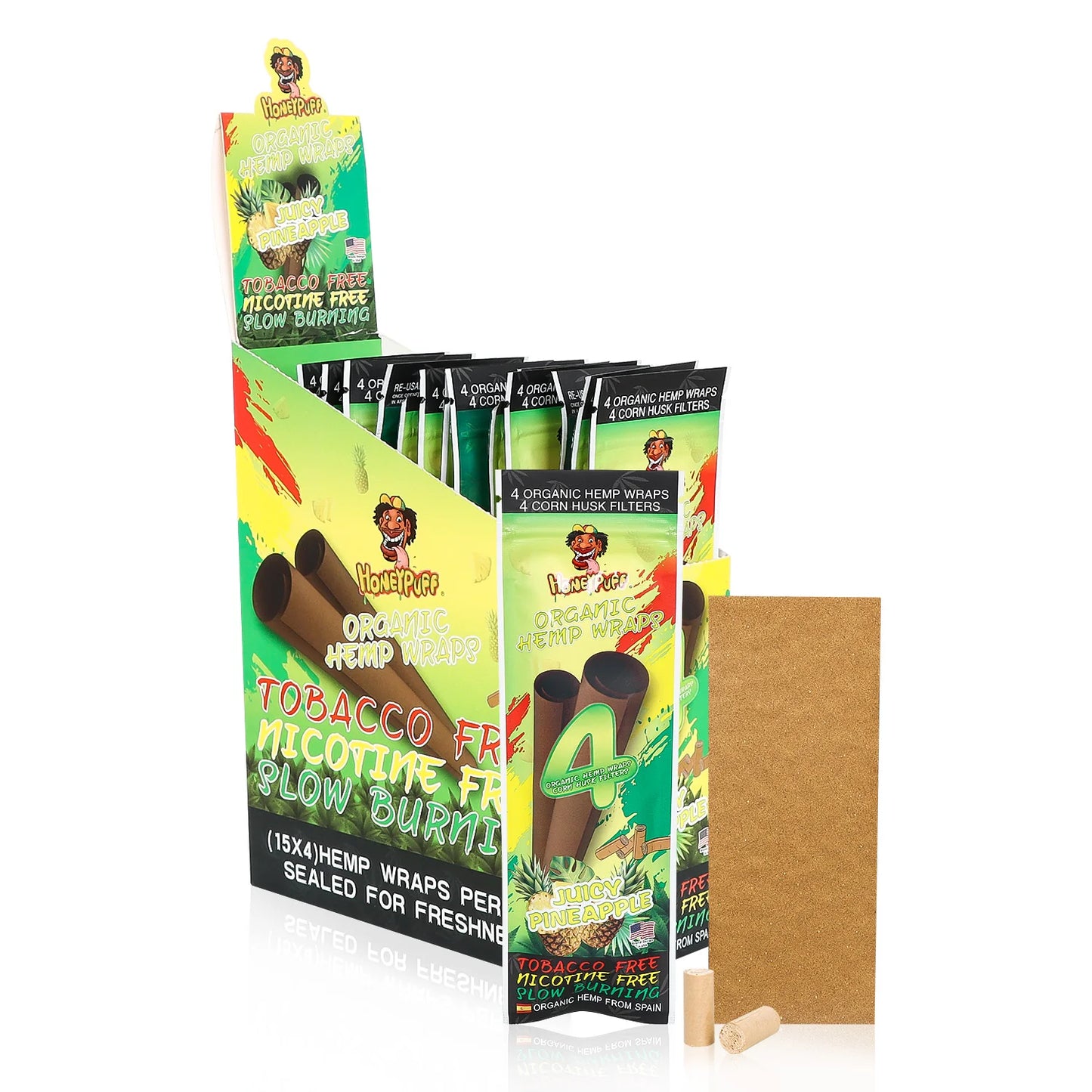Flavors Rolling Papers, King Size Cigarette Rolling Paper with Tips, Slow Burning Rolling Paper & Biodegradable, 4 Pieces / Pack 15 Pack / Box