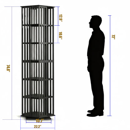 Lauxery 6-Tier Bamboo Rotating Bookshelf Tower