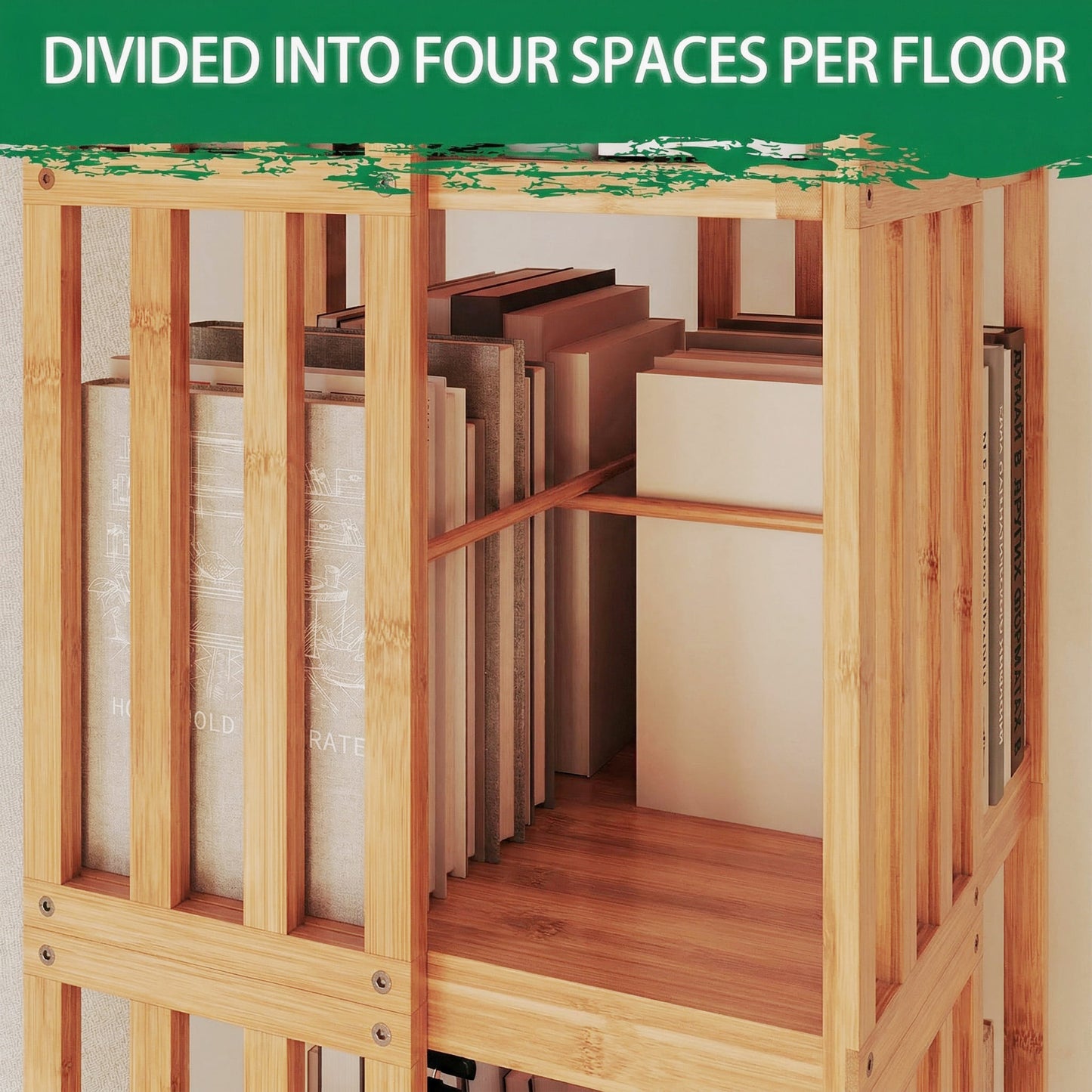 Lauxery 6-Tier Bamboo Rotating Bookshelf Tower