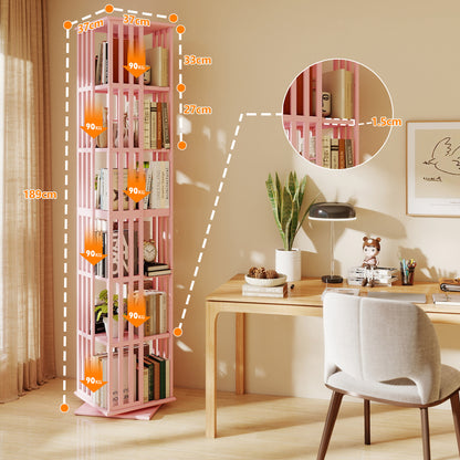 Lauxery 6-Tier Bamboo Rotating Bookshelf Tower