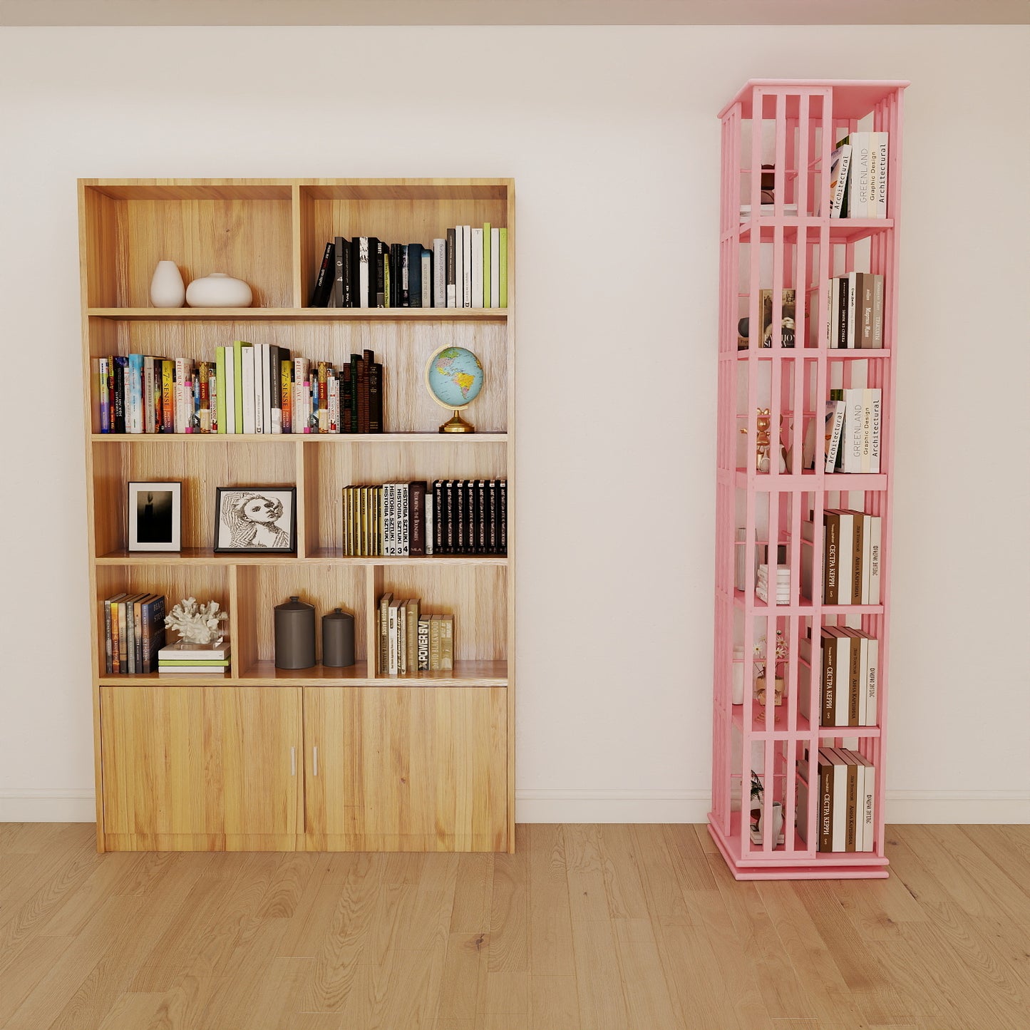 Lauxery 6-Tier Bamboo Rotating Bookshelf Tower