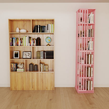 Lauxery 6-Tier Bamboo Rotating Bookshelf Tower