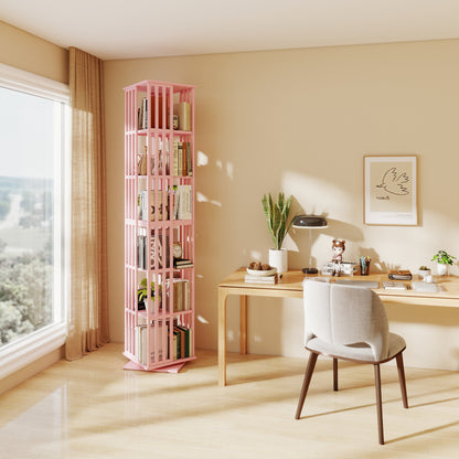 Lauxery 6-Tier Bamboo Rotating Bookshelf Tower