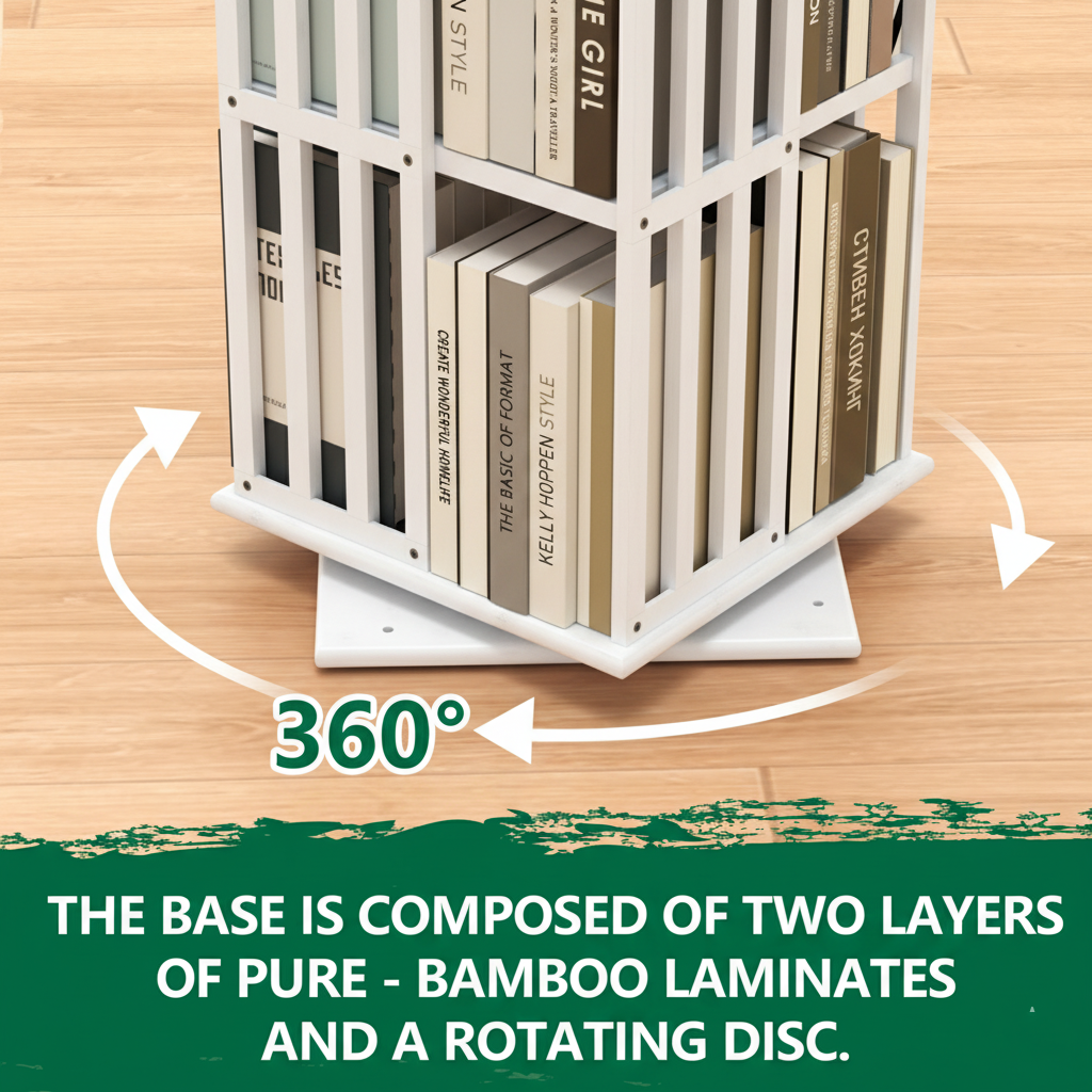 Lauxery 6-Tier Bamboo Rotating Bookshelf Tower