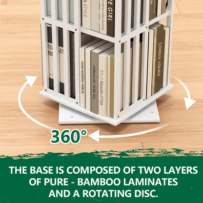 Lauxery 6-Tier Bamboo Rotating Bookshelf Tower