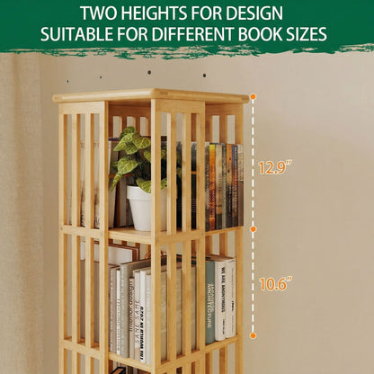 Lauxery 6-Tier Bamboo Rotating Bookshelf Tower