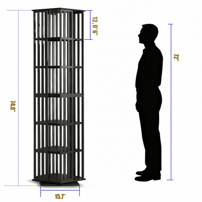 Lauxery 6-Tier Bamboo Rotating Bookshelf Tower
