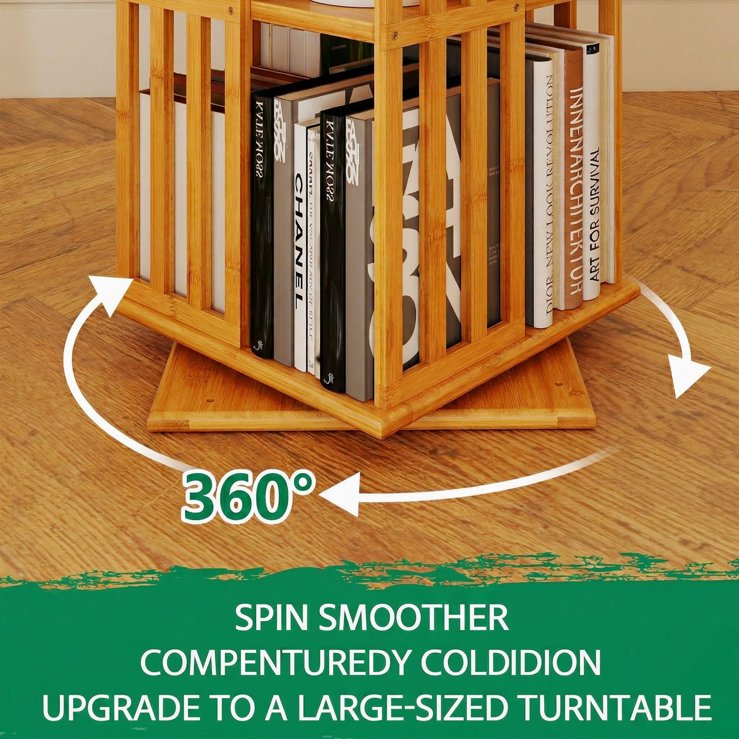 Lauxery 6-Tier Bamboo Rotating Bookshelf Tower