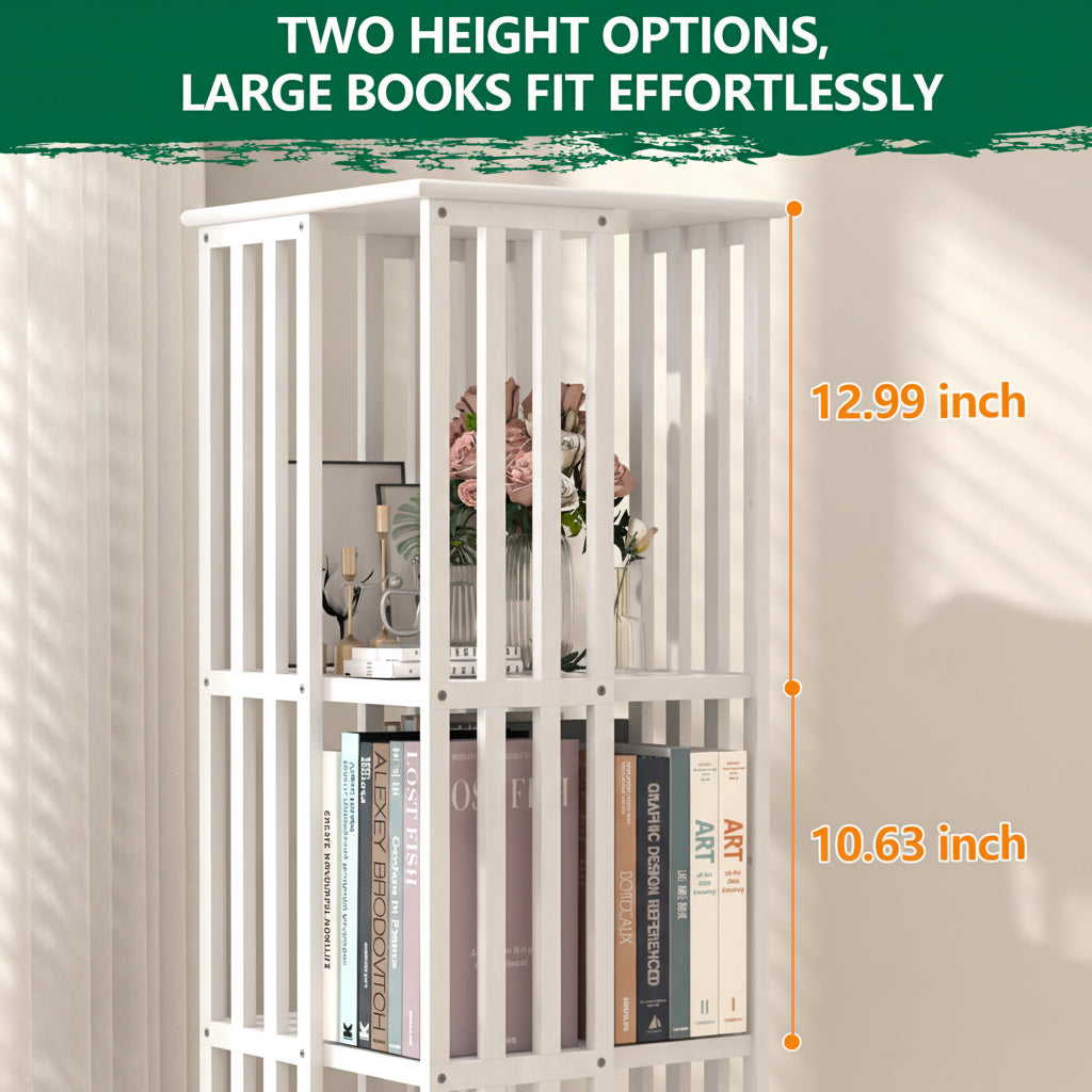 Lauxery 6-Tier Bamboo Rotating Bookshelf Tower