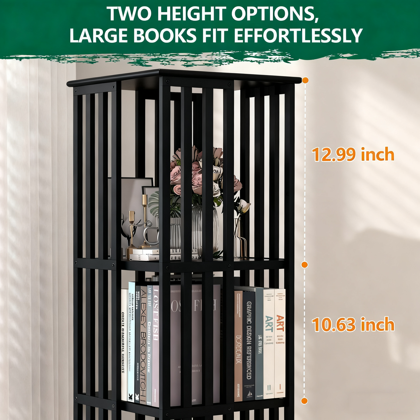 Lauxery 6-Tier Bamboo Rotating Bookshelf Tower
