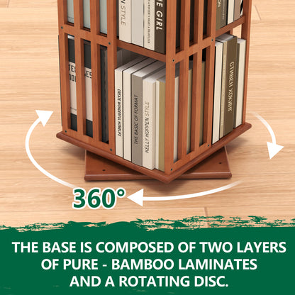 Lauxery 6-Tier Bamboo Rotating Bookshelf Tower
