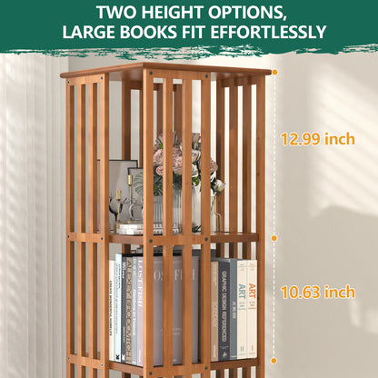 Lauxery 6-Tier Bamboo Rotating Bookshelf Tower