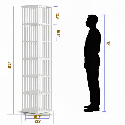 Lauxery 6-Tier Bamboo Rotating Bookshelf Tower